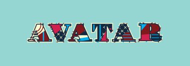Renkli soyut tipografi yazılı kelime Avatar kavramı. Vektör Eps 10 kullanılabilir.