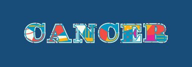 Renkli soyut tipografi yazılı kelime kanser kavramı. Vektör Eps 10 kullanılabilir.