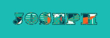 Adı Joseph kavramı renkli soyut tipografi yazılı. Vektör Eps 10 kullanılabilir.