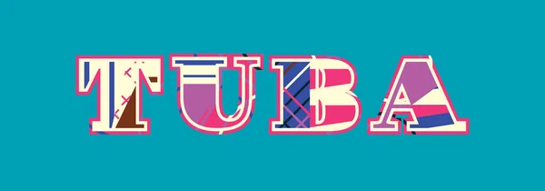 Mot Concept Tuba Écrit Typographie Abstraite Colorée Vecteur Eps Disponible — Image vectorielle