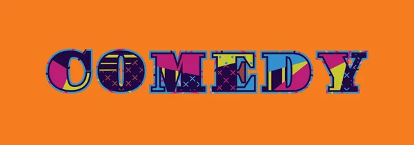Het Woord Comedy Concept Geschreven Kleurrijke Abstracte Typografie Vector Eps — Stockvector