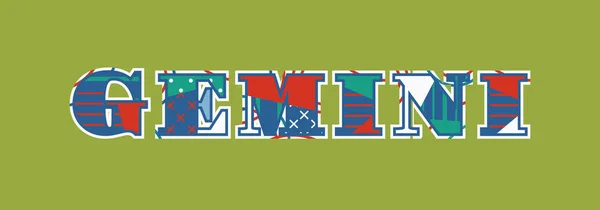 Het Woord Gemini Concept Geschreven Kleurrijke Abstracte Typografie Vector Eps — Stockvector