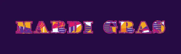 Die Worte Mardi Gras Concept Geschrieben Farbenfroher Abstrakter Typografie Vektor — Stockvektor