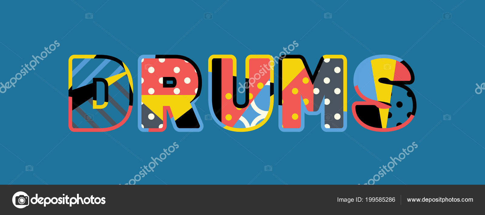 Word Drums Concept Written Colorful Abstract Typography Vector Eps Available Stock Vector by