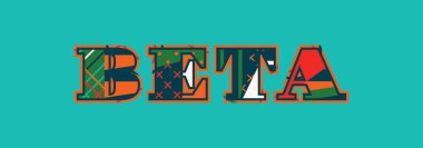 Renkli soyut tipografi yazılı kelime Beta kavramı. Vektör Eps 10 kullanılabilir.