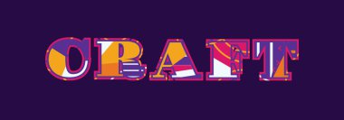 Renkli soyut tipografi yazılı word Craft kavramı. Vektör Eps 10 kullanılabilir.