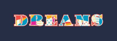 Renkli soyut tipografi yazılı kelime rüyalar kavramı. Vektör Eps 10 kullanılabilir.