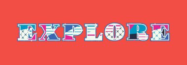 Renkli soyut tipografi yazılı kelime keşfetmek kavramı. Vektör Eps 10 kullanılabilir.