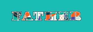 Renkli soyut tipografi yazılı kelime Baba kavramı. Vektör Eps 10 kullanılabilir.