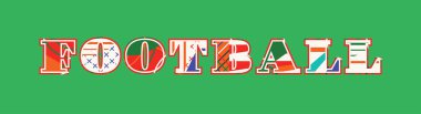 Renkli soyut tipografi yazılı kelime futbol kavramı. Vektör Eps 10 kullanılabilir.