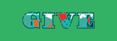 Renkli soyut tipografi yazılı kelime vermek kavramı. Vektör Eps 10 kullanılabilir.