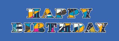 Renkli soyut tipografi yazılı kelime mutlu yıllar kavramı. Vektör Eps 10 kullanılabilir.