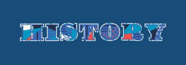 Renkli soyut tipografi yazılı kelime Tarih kavramı. Vektör Eps 10 kullanılabilir.