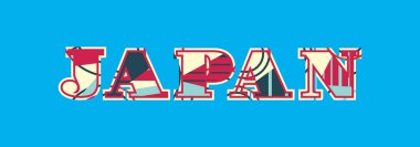 Renkli soyut tipografi yazılı word Japonya kavramı. Vektör Eps 10 kullanılabilir.