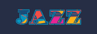 Renkli soyut tipografi yazılı kelime Jazz kavramı. Vektör Eps 10 kullanılabilir.
