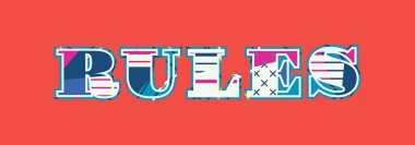 Renkli soyut tipografi yazılı kelime kuralları kavramı. Vektör Eps 10 kullanılabilir.