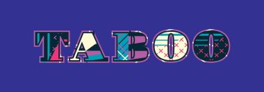 Renkli soyut tipografi yazılı kelime tabu kavramı. Vektör Eps 10 kullanılabilir.