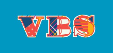 Renkli soyut tipografi yazılı kelime Vbs kavramı. Vektör Eps 10 kullanılabilir.