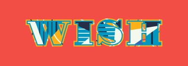 Renkli soyut tipografi yazılı kelime dilek kavramı. Vektör Eps 10 kullanılabilir.