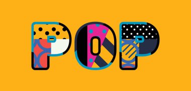 Renkli soyut tipografi yazılı kelime Pop kavramı. Vektör Eps 10 kullanılabilir.