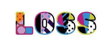 Renkli soyut tipografi yazılı kelime kaybı kavramı. Vektör Eps 10 kullanılabilir.