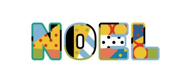 Renkli soyut tipografi yazılı kelime Noel kavramı. Vektör Eps 10 kullanılabilir.