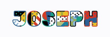 Adı Joseph kavramı renkli soyut tipografi yazılı. Vektör Eps 10 kullanılabilir.