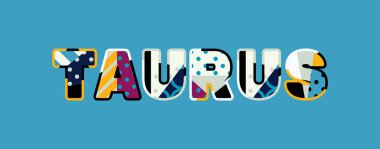 Renkli soyut tipografi yazılı kelime Toros kavramı. Vektör Eps 10 kullanılabilir.