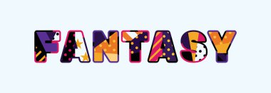 Renkli soyut tipografi yazılı kelime fantezi kavramı. Vektör Eps 10 kullanılabilir.