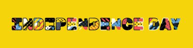 Renkli soyut tipografi yazılı kelime bağımsızlık günü kavramı. Vektör Eps 10 kullanılabilir.
