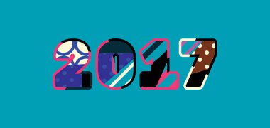 2017 yılı konsepti renkli soyut tipografi ile yazılmış. Vektör EPS 10 kullanılabilir.