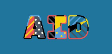 Renkli soyut tipografi yazılı kelime yardım kavramı. Vektör Eps 10 kullanılabilir.