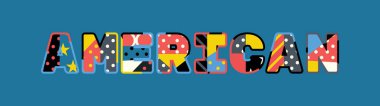 Renkli soyut tipografi yazılı kelime Amerikan kavramı. Vektör Eps 10 kullanılabilir.