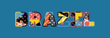 Renkli soyut tipografi yazılı kelime Brezilya kavramı. Vektör Eps 10 kullanılabilir.