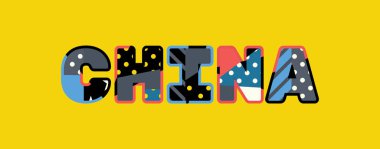 Renkli soyut tipografi yazılı kelime Çin kavramı. Vektör Eps 10 kullanılabilir.