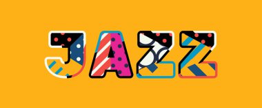 Renkli soyut tipografi yazılı kelime Jazz kavramı. Vektör Eps 10 kullanılabilir.