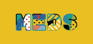 Renkli soyut tipografi yazılı kelime ilaçlarını kavramı. Vektör Eps 10 kullanılabilir.