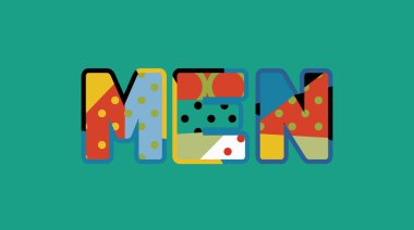 Renkli soyut tipografi yazılı kelime erkekler kavramı. Vektör Eps 10 kullanılabilir.