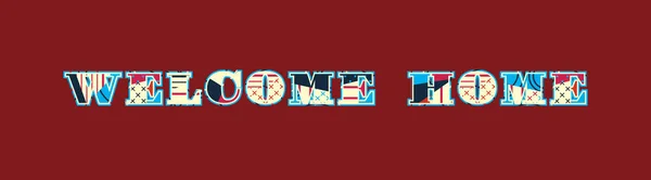 Слова Welcome Home Concept Написаны Красочной Абстрактной Типографикой Доступно Векторное — стоковый вектор