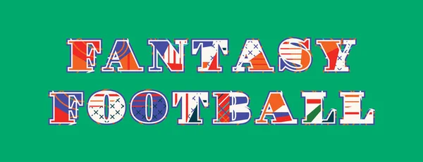 カラフルな抽象的な文字体裁で書かれた単語ファンタジーフットボールの概念 ベクター Eps 利用可能です — ストックベクタ