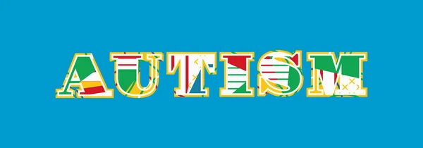 Ordet Autism Konceptet Skriven Färgglad Abstrakt Typografi Vektor Eps Tillgänglig — Stock vektor