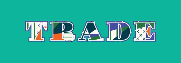 カラフルな抽象的な文字体裁で書かれた単語貿易の概念 ベクター Eps 利用可能です — ストックベクタ