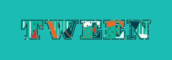 Palabra Concepto Tween Escrito Tipografía Abstracta Colorida Vector Eps Disponible — Vector de stock