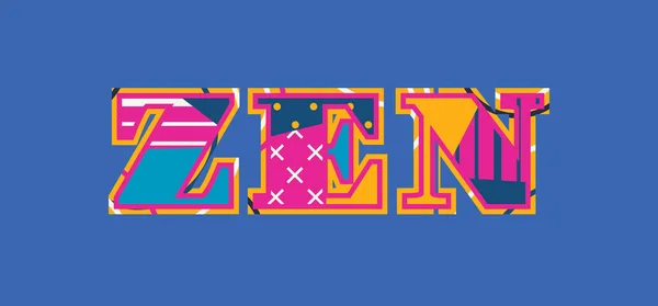 Das Farbenfroher Abstrakter Typografie Geschriebene Wort Zen Concept Vektor Eps — Stockvektor