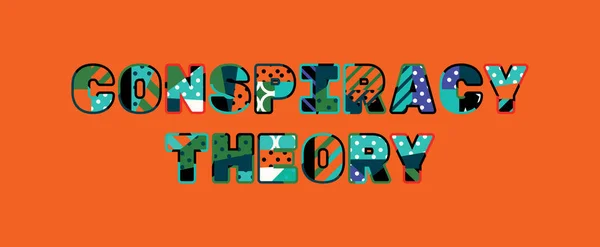 Het Woorden Samenzweringstheorie Concept Geschreven Kleurrijke Abstracte Typografie Vector Eps — Stockvector