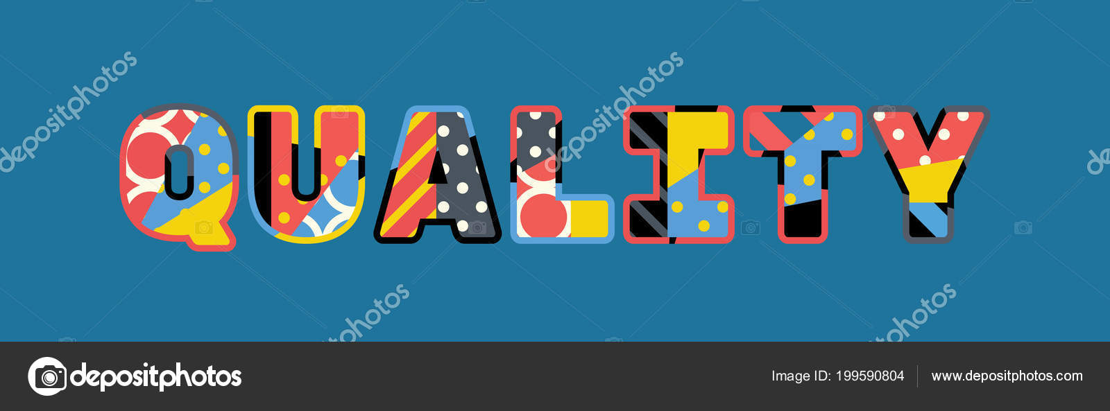 Word Quality Concept Written Colorful Abstract Typography Vector Eps