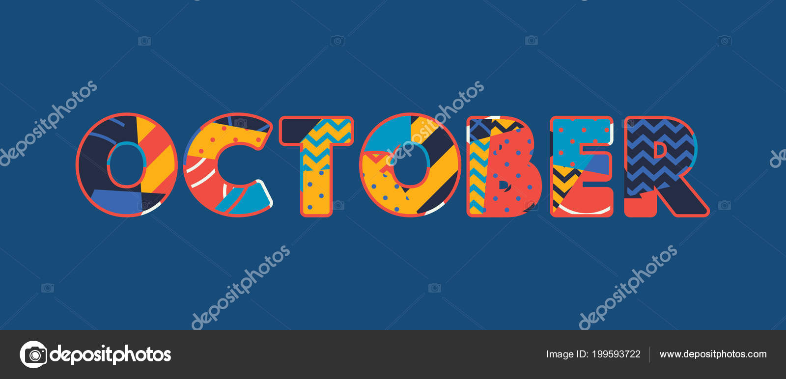October这个词的概念是用五彩缤纷的抽象字体写成的病媒Eps 10可用图库矢量图©enterlinedesign 199593722