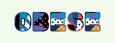 Renkli soyut tipografi yazılı kelime obez kavramı. Vektör Eps 10 kullanılabilir.