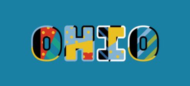 Renkli soyut tipografi yazılı kelime Ohio kavramı. Vektör Eps 10 kullanılabilir.