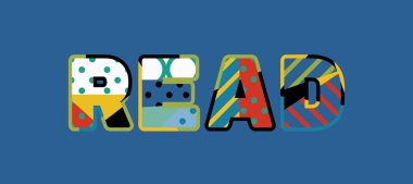 Renkli soyut tipografi yazılı kelime okuma kavramı. Vektör Eps 10 kullanılabilir.